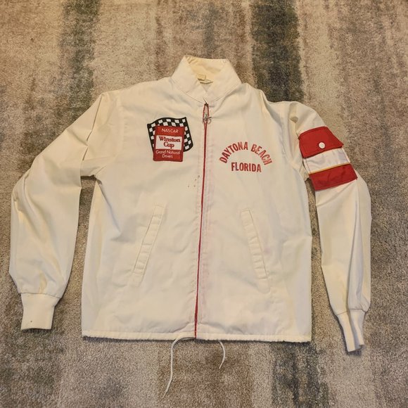 Vintage 1980s Winston Cup Series NASCAR Light Zip Up Jacket - Picture 1 of 15